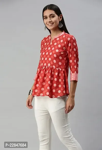 SheWill Cotton Blend Polka Dot Print Fit  Flare Tunic-thumb4