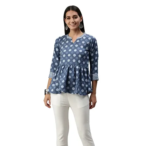 SheWill Blend Polka Dot Print Fit Flare Tunic