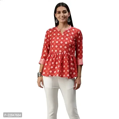 SheWill Cotton Blend Polka Dot Print Fit  Flare Tunic