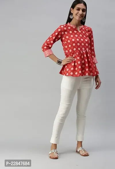 SheWill Cotton Blend Polka Dot Print Fit  Flare Tunic-thumb2