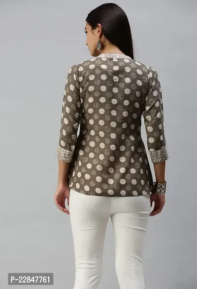 SheWill Cotton Blend Polka Dot Print Fit  Flare Tunic-thumb4