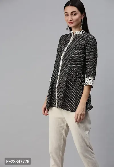 SheWill Cotton Blend Geometric Print Fit  Flare Tunic-thumb4