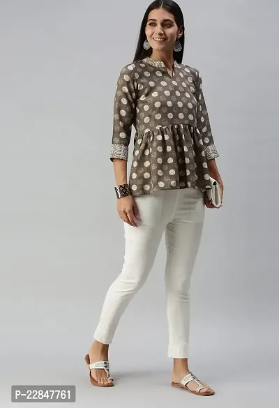 SheWill Cotton Blend Polka Dot Print Fit  Flare Tunic-thumb3