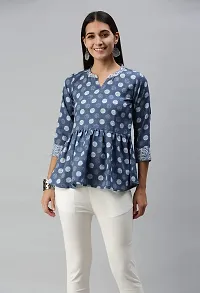 SheWill Cotton Blend Polka Dot Print Fit  Flare Tunic-thumb4