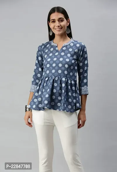 SheWill Cotton Blend Polka Dot Print Fit  Flare Tunic-thumb5