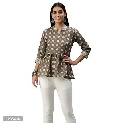 SheWill Cotton Blend Polka Dot Print Fit  Flare Tunic