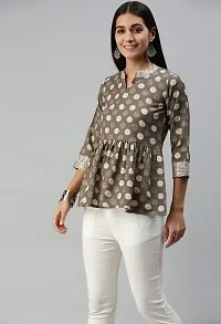 SheWill Cotton Blend Polka Dot Print Fit  Flare Tunic-thumb4