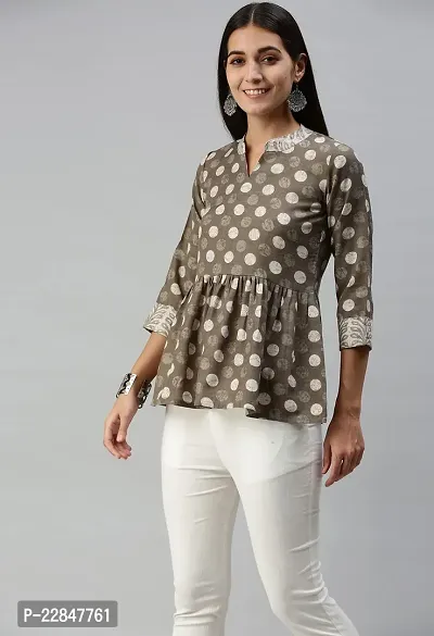 SheWill Cotton Blend Polka Dot Print Fit  Flare Tunic-thumb5