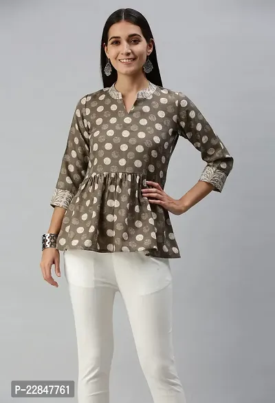 SheWill Cotton Blend Polka Dot Print Fit  Flare Tunic-thumb6