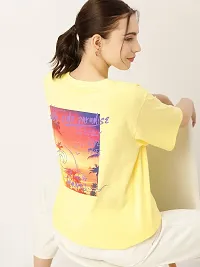 ALL YOURS Women's Casual Graphic Printed Short Sleeve with Round Neck, Oversized Longline Drop Shoulder, Very Trendy Printed, Boho Style T-Shirt-thumb2