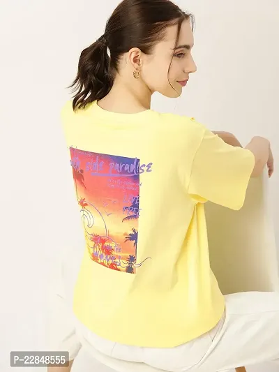 ALL YOURS Women's Casual Graphic Printed Short Sleeve with Round Neck, Oversized Longline Drop Shoulder, Very Trendy Printed, Boho Style T-Shirt-thumb3