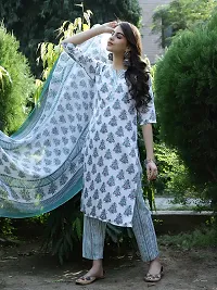 Fancy Cotton Blend Kurta Bottom And Dupatta Set For Women-thumb2