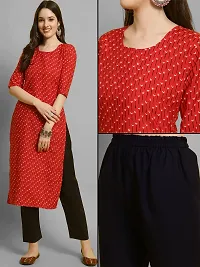 Stylish Red Crepe Printed Kurta Bottom Set For Women-thumb2