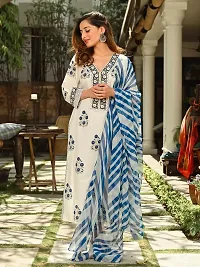 Stylish White Viscose Rayon Printed Kurta Bottom and Dupatta Set For Women-thumb1