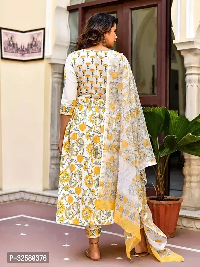 Stylish White Viscose Rayon Block Print Kurta Bottom and Dupatta Set For Women-thumb3