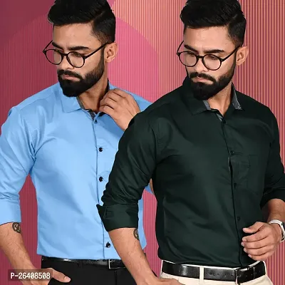 Stylish Cotton Multicoloured Regular Fit Formal Shirt For Men Pack Of 2