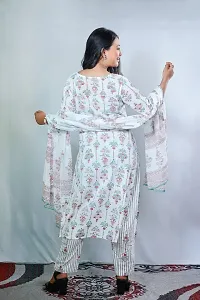 Stylish White Viscose Rayon Kurta, Bottom And Dupatta Set For Women-thumb4