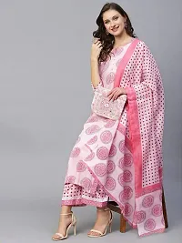 Stylish Pink Floral Printed Kurta, Bottom and Dupatta Set For Women-thumb1