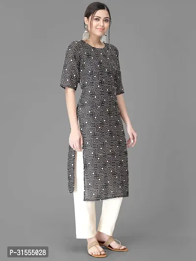 Stylish Black Crepe Printed Kurta Bottom Set For Women-thumb5