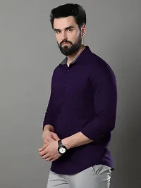 Stylish Purple Cotton Long Sleeve Solid Regular Fit Formal Shirt For Men-thumb1