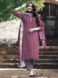 Fancy Cotton Blend Kurta Bottom And Dupatta Set For Women-thumb1