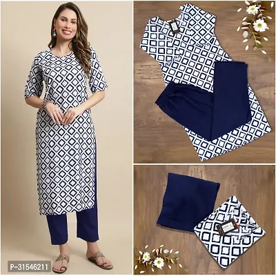 Stylish Crepe Printed Straight Kurta With Pant Set For Women