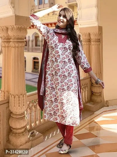 Fancy Cotton Blend Kurta Bottom And Dupatta Set For Women-thumb3