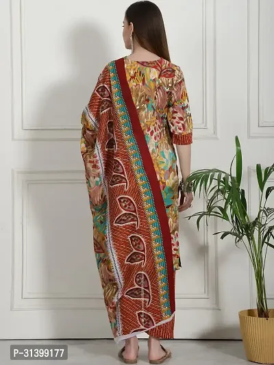 Stylish Multicoloured Cotton Blend Printed Kurta Bottom and Dupatta Set For Women-thumb3