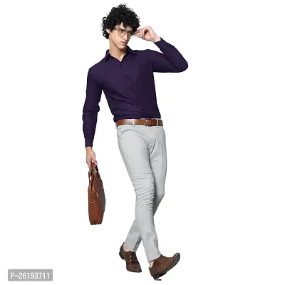 Stylish Purple Cotton Solid Regular Fit Shirts For Men-thumb0