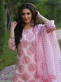 Stylish Pink Viscose Rayon Kurta, Bottom And Dupatta Set For Women-thumb4