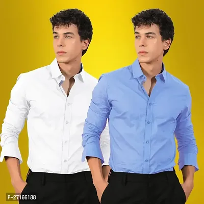 Classic Cotton Multicoloured Formal Shirt For Men-Pack Of 2