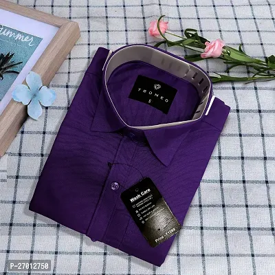 Reliable Purple Cotton Solid Long Sleeve Casual Shirts For Men