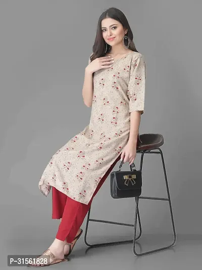 Elegant Beige Crepe Printed Straight Kurta Bottom Set For Women-thumb2