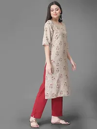 Stylish Beige Crepe Printed Kurta Bottom Set For Women-thumb4