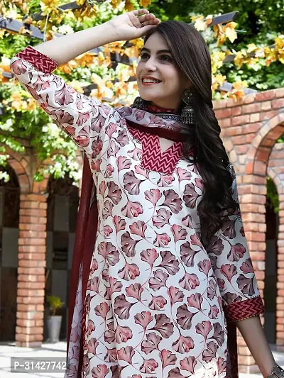 Elegant Printed Cotton Blend Kurta with Pant And Dupatta Set For Women-thumb4