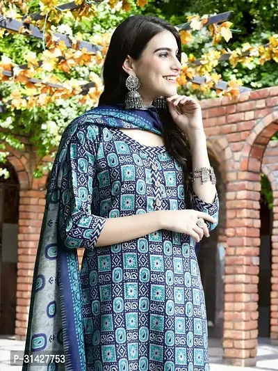 Elegant Printed Cotton Blend Kurta with Pant And Dupatta Set For Women-thumb4