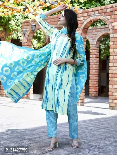 Elegant Printed Cotton Blend Kurta with Pant And Dupatta Set For Women-thumb2