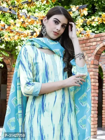 Elegant Printed Cotton Blend Kurta with Pant And Dupatta Set For Women-thumb4