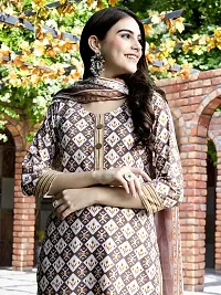 Elegant Printed Cotton Blend Kurta with Pant And Dupatta Set For Women-thumb3