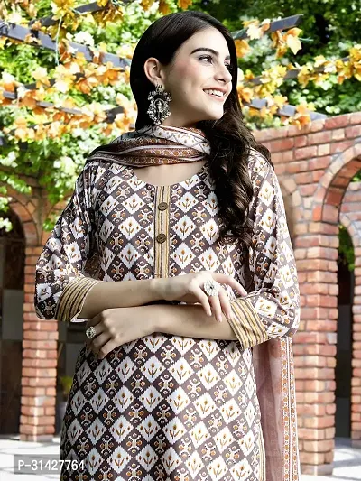 Elegant Printed Cotton Blend Kurta with Pant And Dupatta Set For Women-thumb4