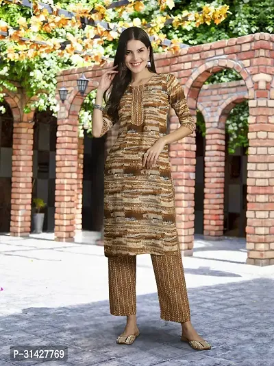 Elegant Printed Cotton Blend Kurta with Pant And Dupatta Set For Women-thumb4