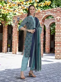 Elegant Printed Cotton Blend Kurta with Pant And Dupatta Set For Women-thumb3