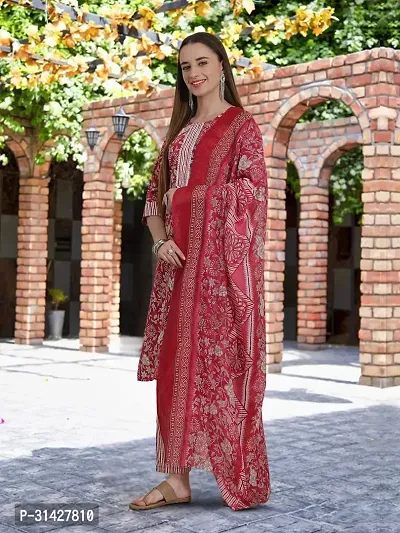 Elegant Printed Cotton Blend Kurta with Pant And Dupatta Set For Women-thumb3