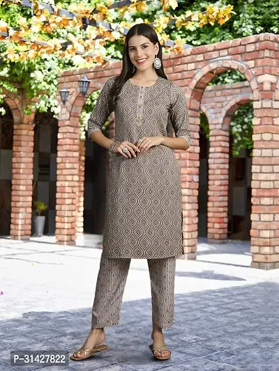 Elegant Printed Cotton Blend Kurta with Pant And Dupatta Set For Women-thumb3