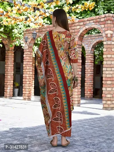 Elegant Printed Cotton Blend Kurta with Pant And Dupatta Set For Women-thumb2