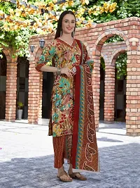 Elegant Printed Cotton Blend Kurta with Pant And Dupatta Set For Women-thumb3