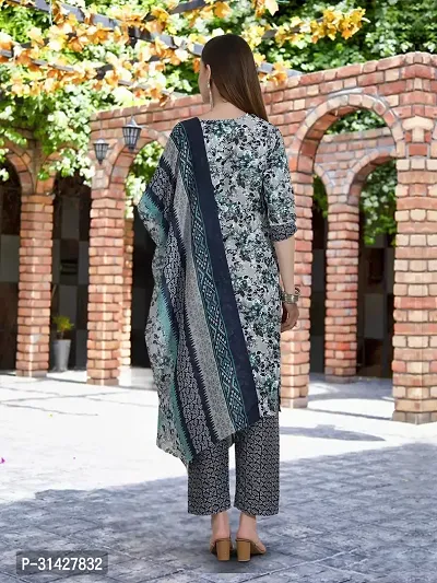 Elegant Printed Cotton Blend Kurta with Pant And Dupatta Set For Women-thumb2