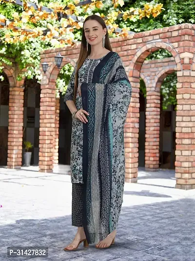 Elegant Printed Cotton Blend Kurta with Pant And Dupatta Set For Women-thumb3