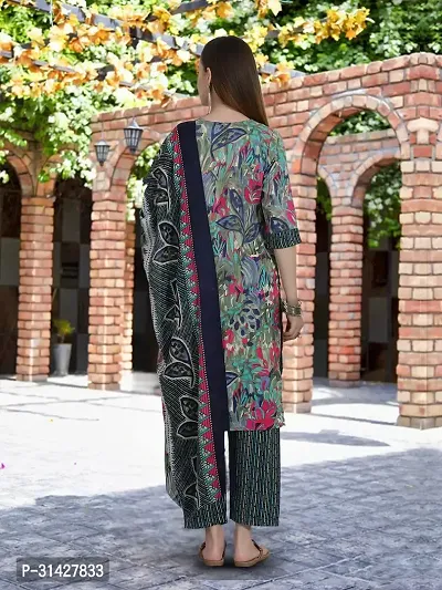 Elegant Printed Cotton Blend Kurta with Pant And Dupatta Set For Women-thumb2