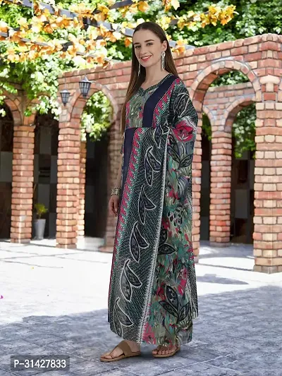 Elegant Printed Cotton Blend Kurta with Pant And Dupatta Set For Women-thumb3